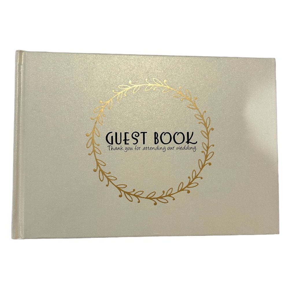 Off white guest book for wedding.